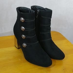 Italina Black Suede Heeled Boot